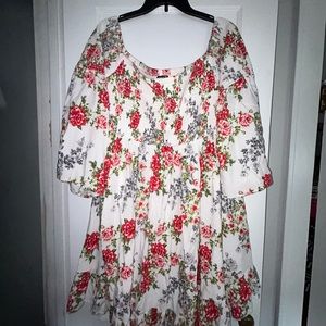 Plus size white floral dress